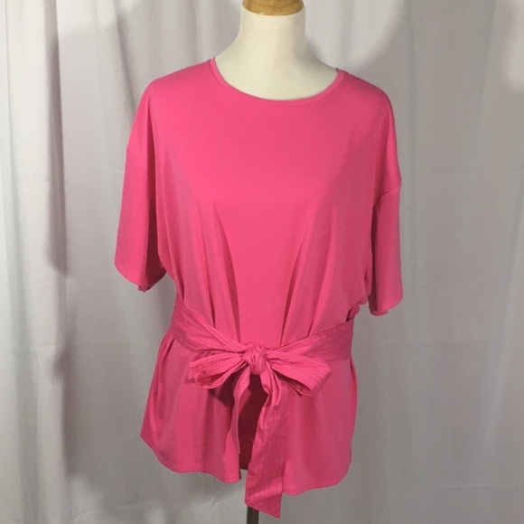 Pink Ava Viv Top with waist tie/belt - 3X - Picture 2 of 5